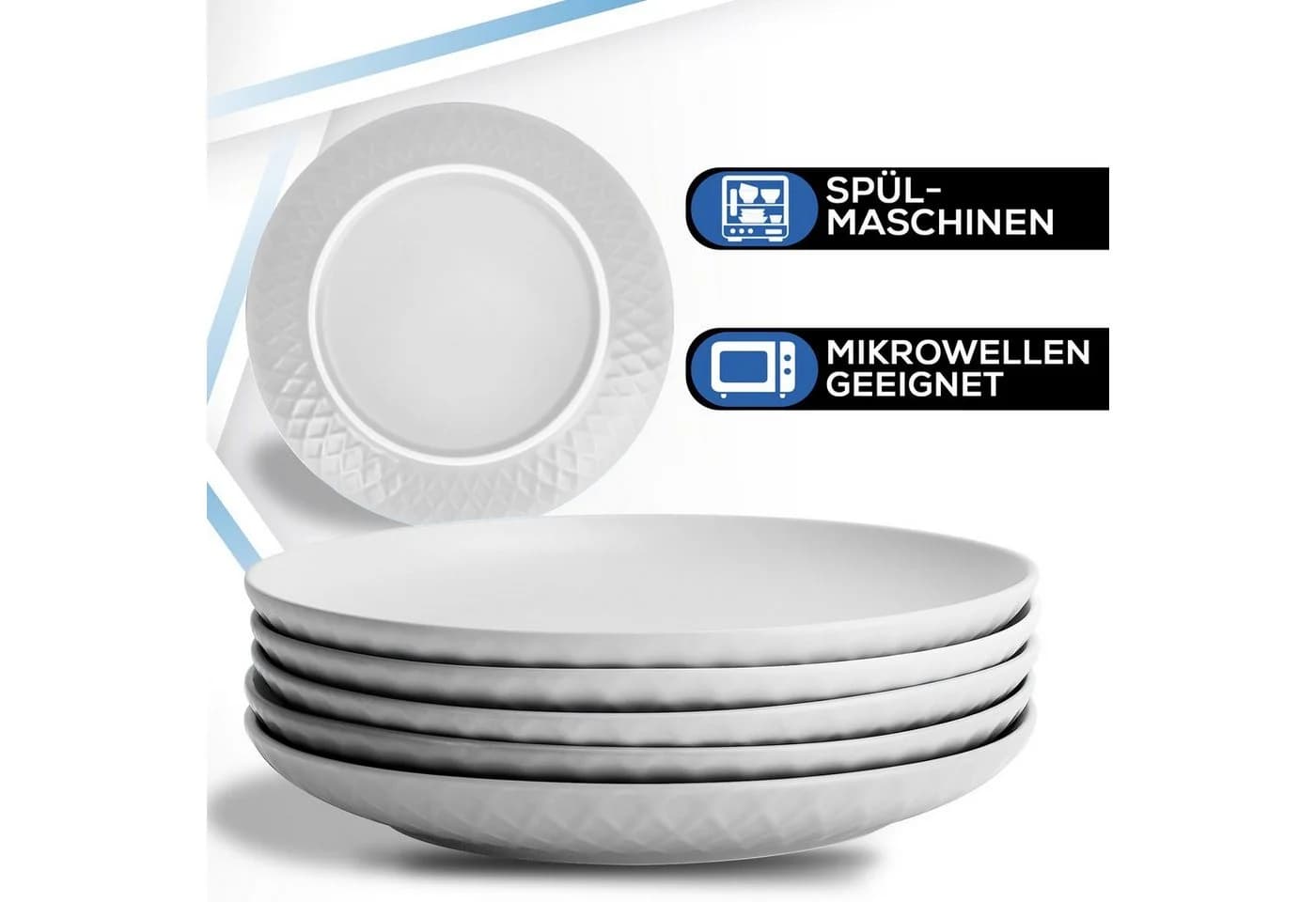 MiaMio Tafelservice Palmanova 24-tlg. Weiß Keramik für 6 Personen - Bild 5
