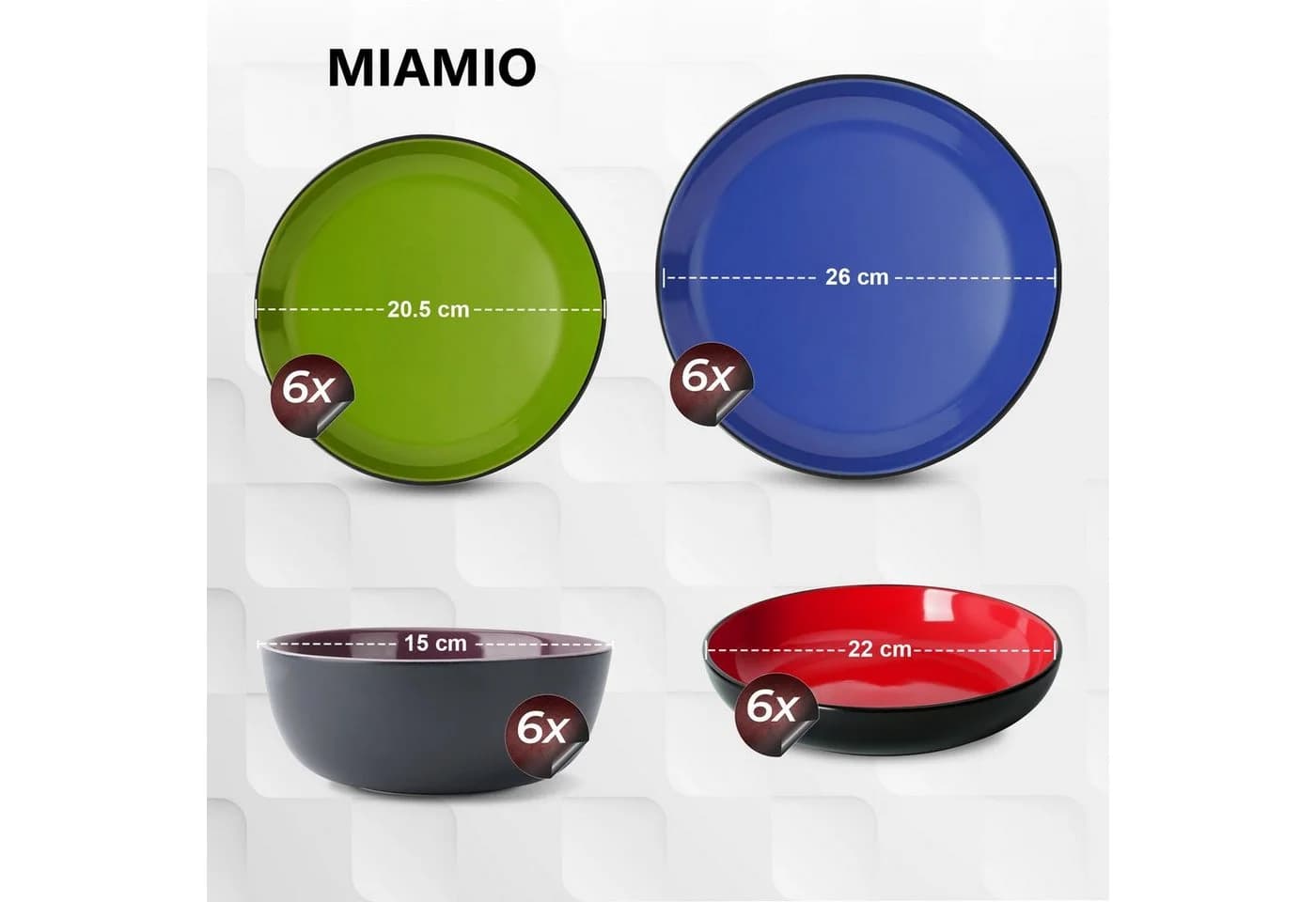 MiaMio Tafelservice 24-tlg. Keramik Schwarz/Bunt - Bild 5