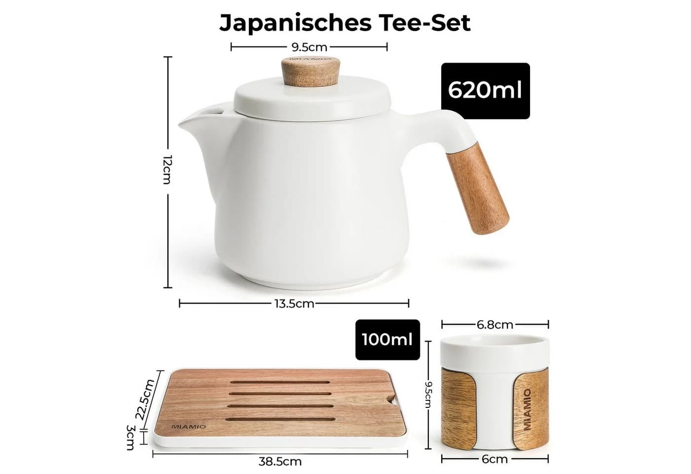 MiaMio Teeservice Japanisch 6-teilig Weiß Keramik