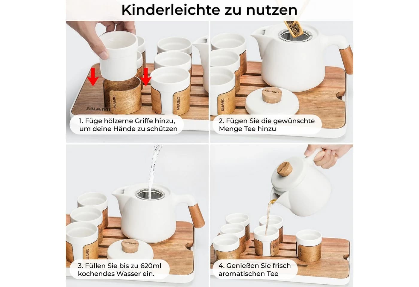 MiaMio Teeservice Japanisch 6-teilig Weiß Keramik - Bild 4