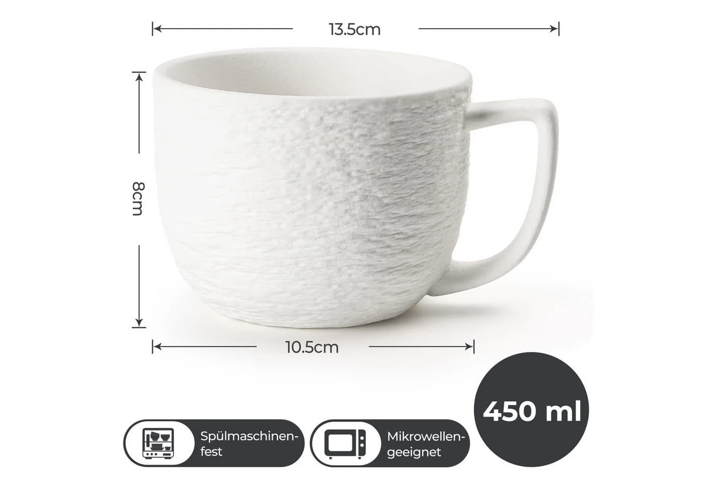 MiaMio Tasse Oasis 450 ml Weiß 4-tlg. Keramik