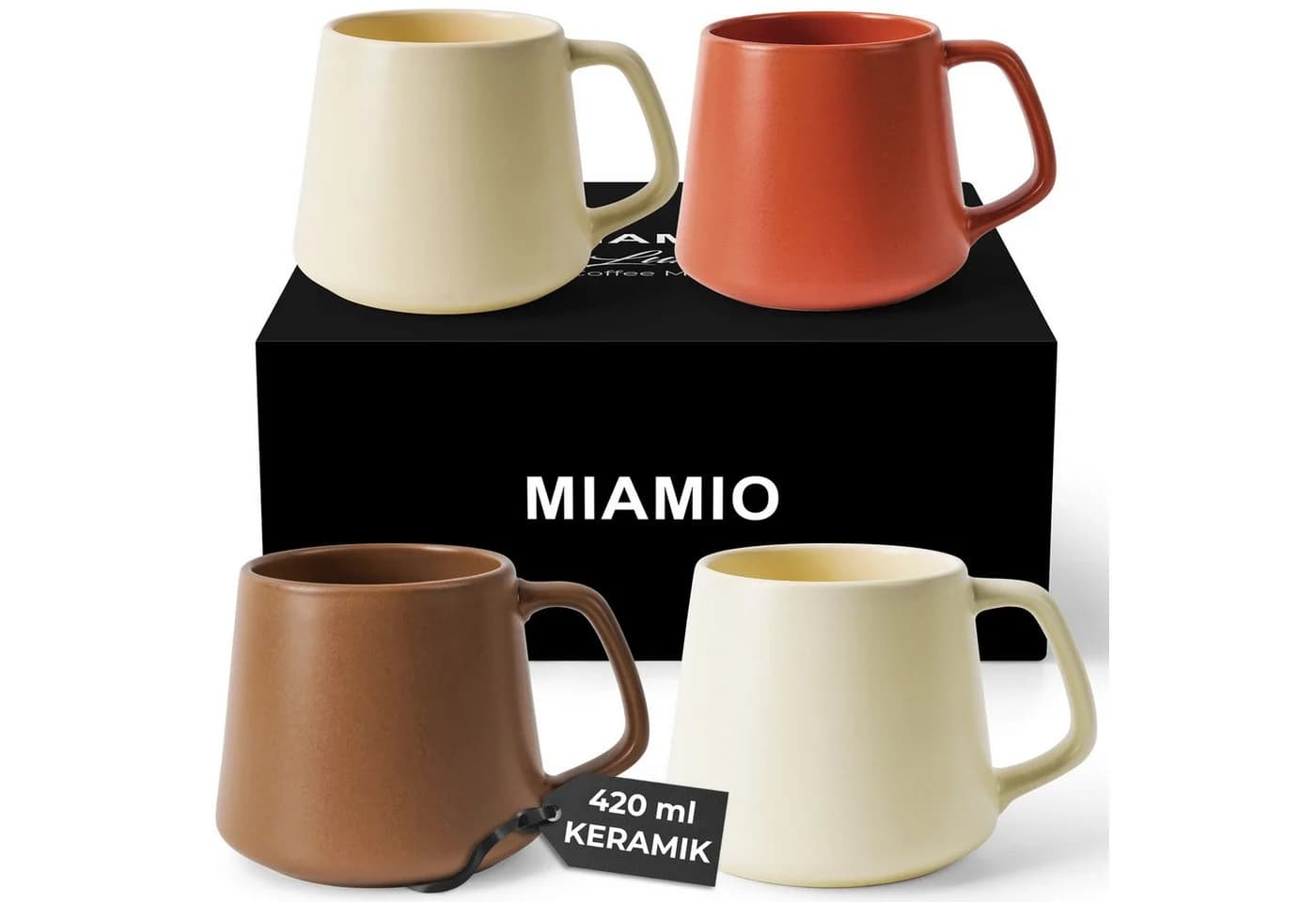 MiaMio Tasse Luxe Kaffeebecher 420 ml Beige Pastel 4-tlg. Keramik - Bild 2
