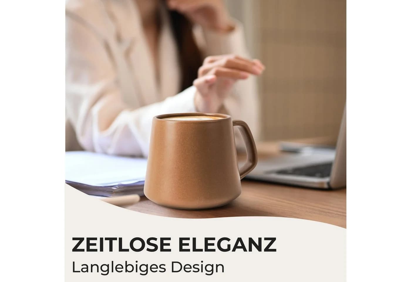 MiaMio Tasse Luxe Kaffeebecher 420 ml Beige Pastel 4-tlg. Keramik - Bild 4