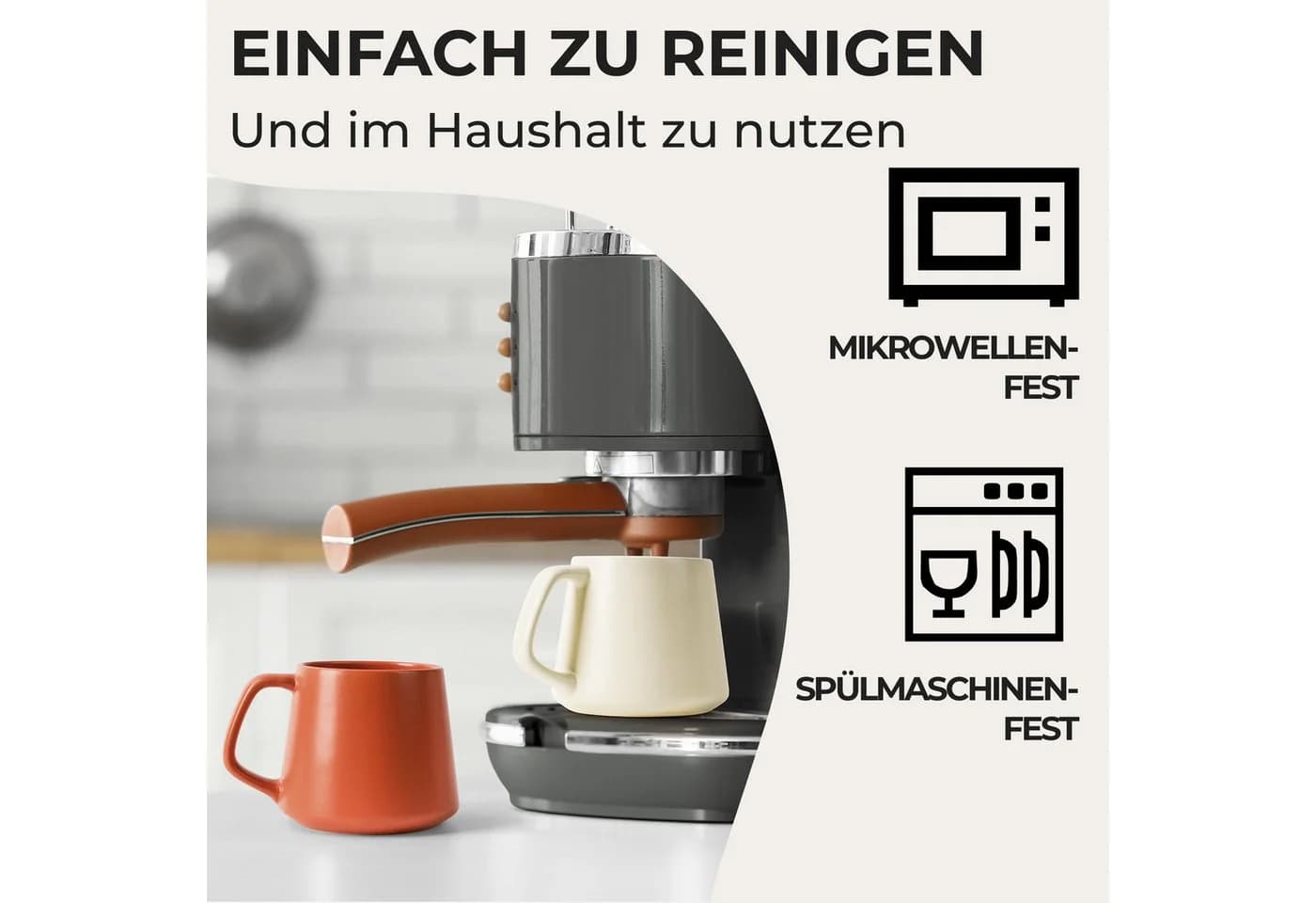 MiaMio Tasse Luxe Kaffeebecher 420 ml Beige Pastel 4-tlg. Keramik - Bild 5