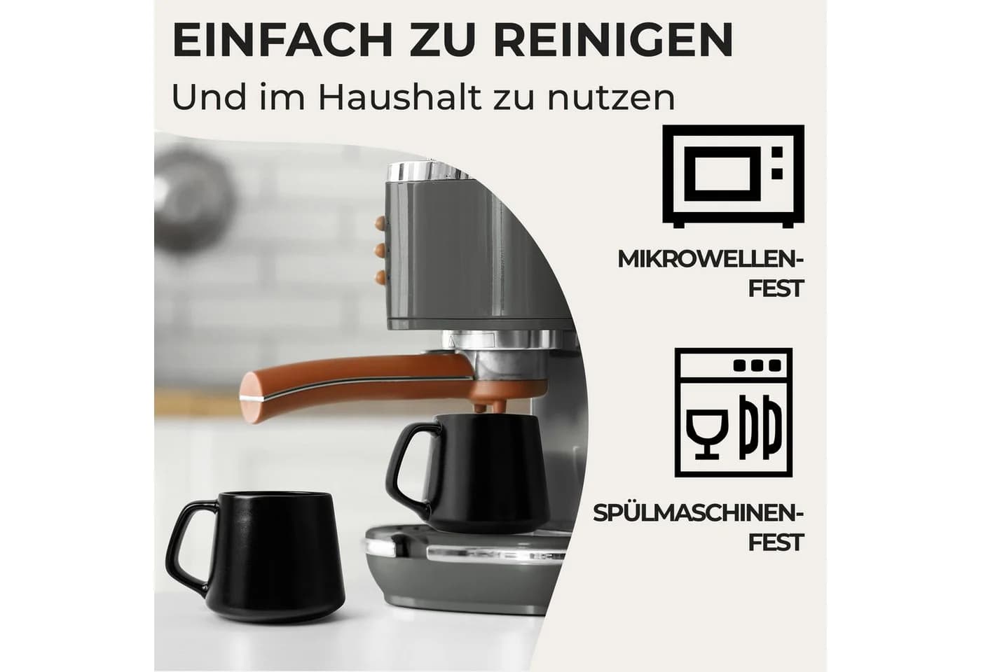 MiaMio Luxe Kaffeebecher 4-tlg. Schwarz 420 ml Keramik - Bild 5