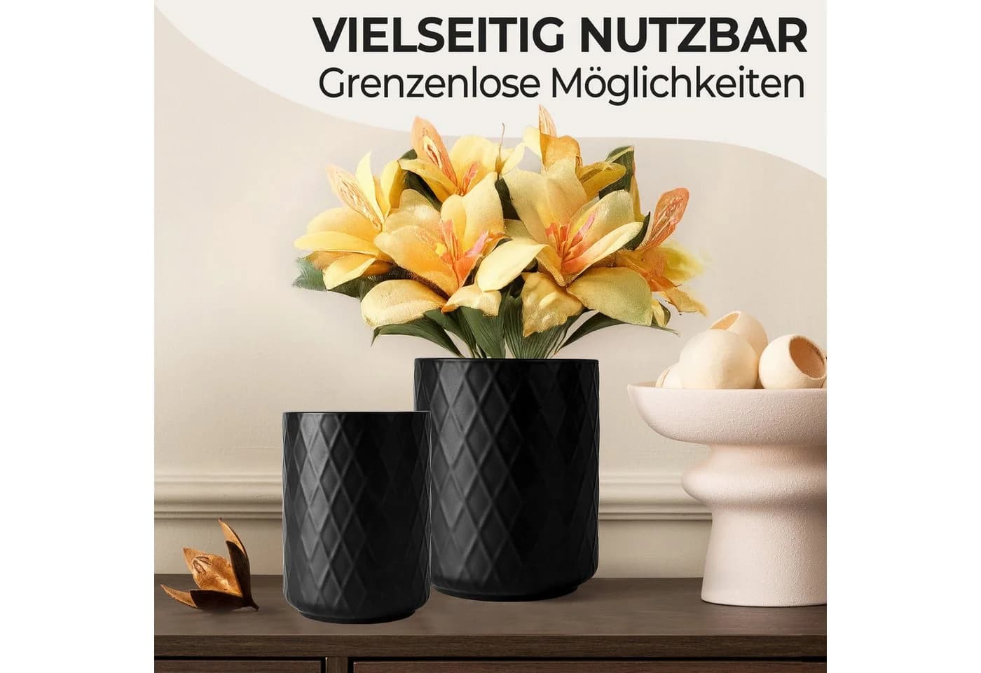 MiaMio Besteckhalter Palmanova Diamantmuster Schwarz 2er-Set - Bild 5