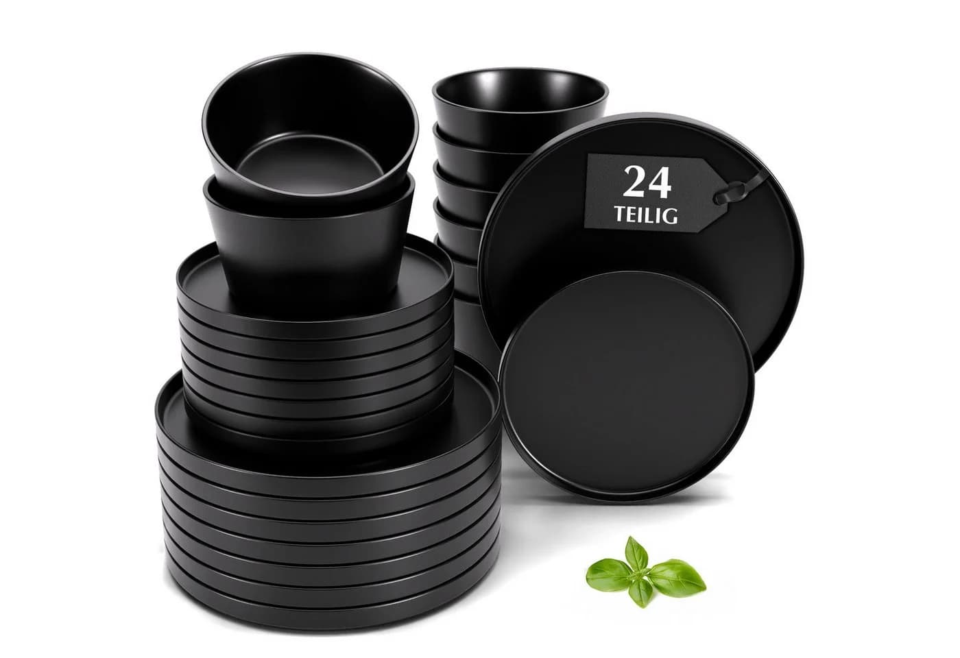 MiaMio Geschirr-Set Luxe Tafelservice 24-tlg. Schwarz Keramik - Bild 2