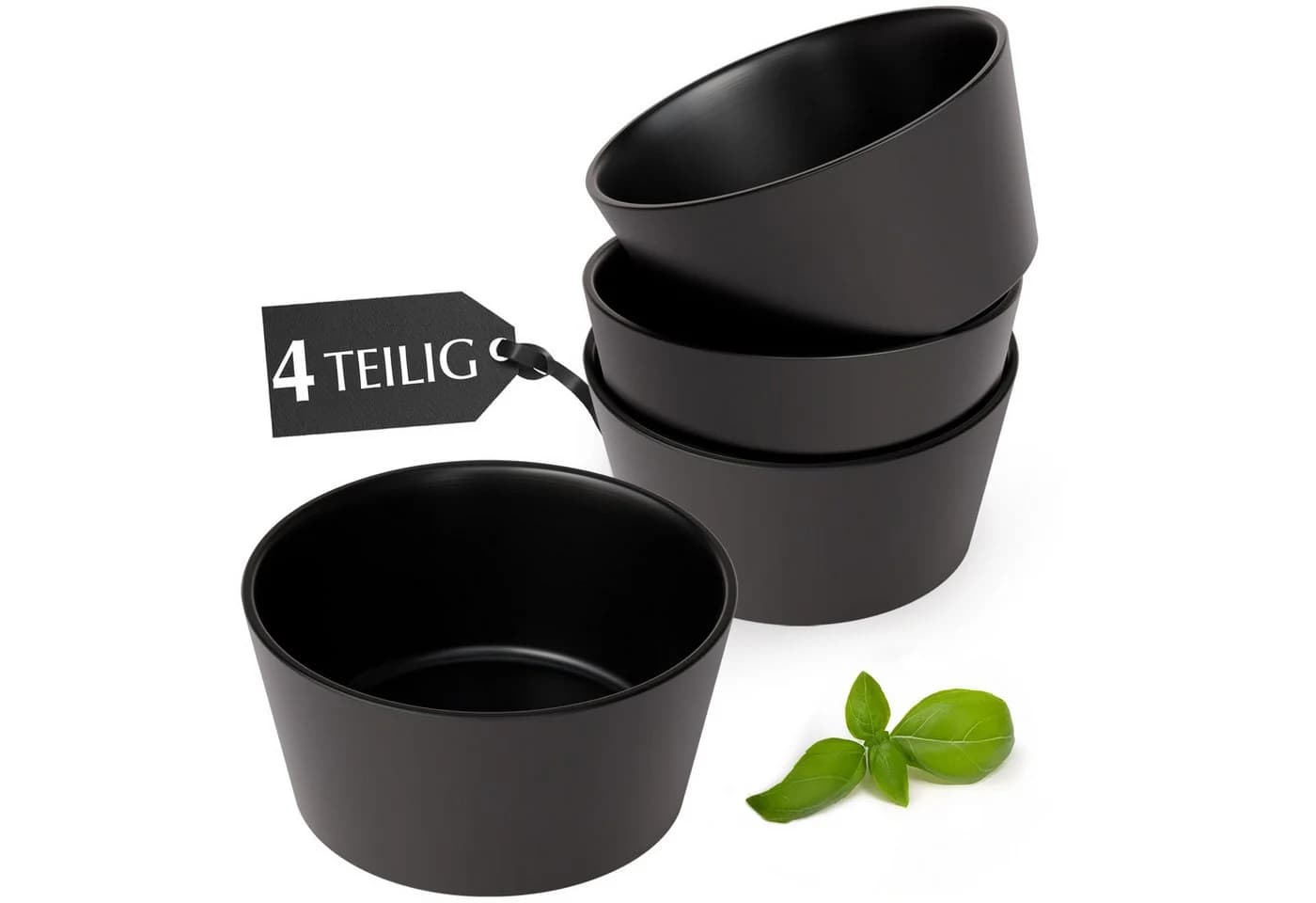MiaMio Müslischale Luxe 740 ml Schwarz, Keramik, (Set, 4-tlg) - Bild 2