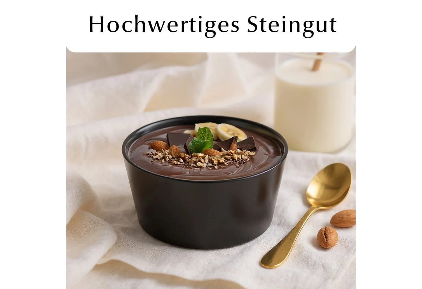 MiaMio Müslischale Luxe 740 ml Schwarz, Keramik, (Set, 4-tlg) - Bild 4