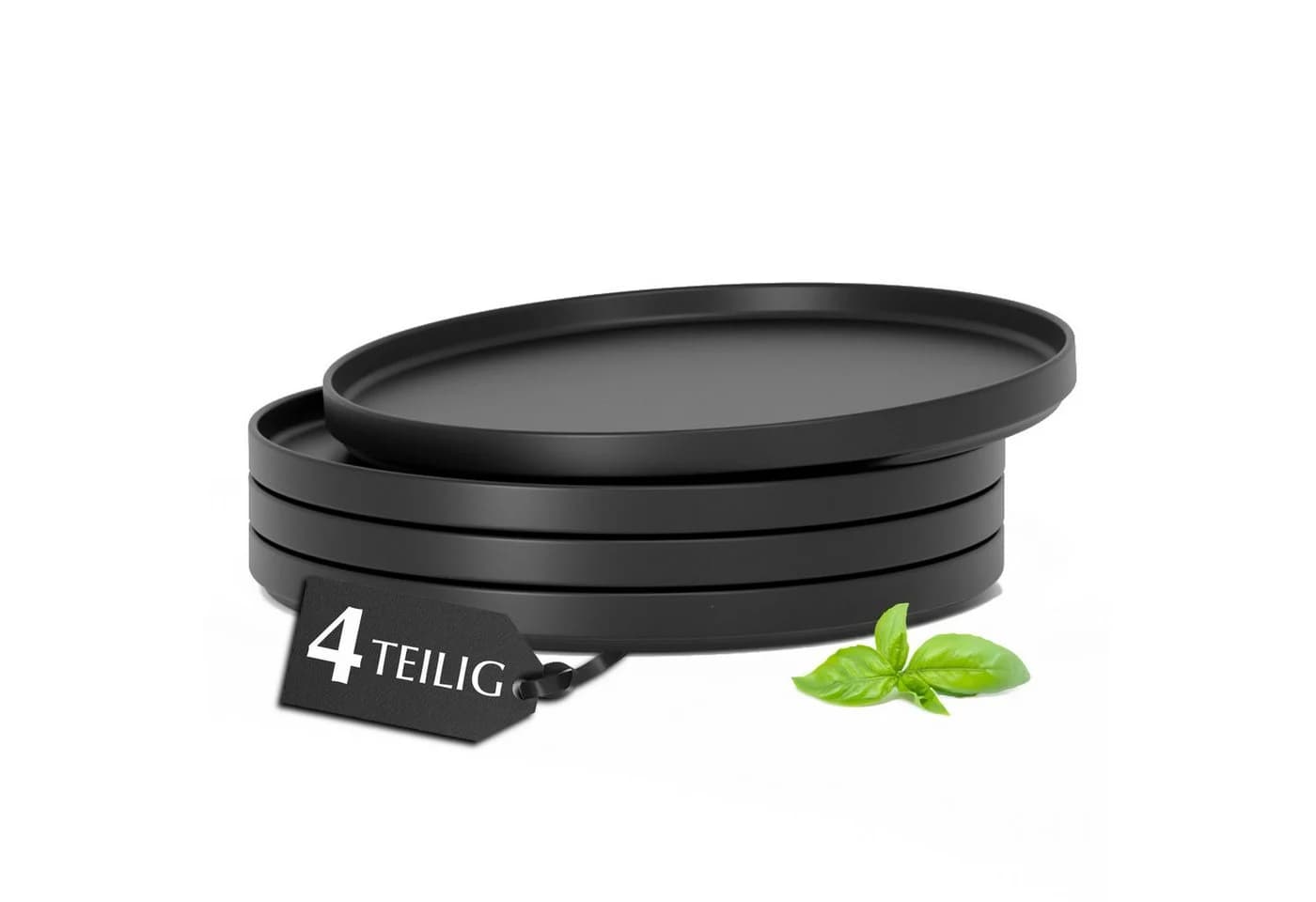 MiaMio Teller-Set Luxe 4-tlg. Schwarz Steingut - Bild 2