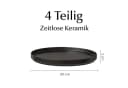 MiaMio Teller-Set Luxe 4-tlg. Schwarz Steingut Bild 3