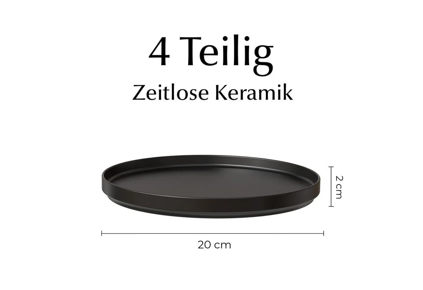 MiaMio Teller-Set Luxe 4-tlg. Schwarz Steingut - Bild 3