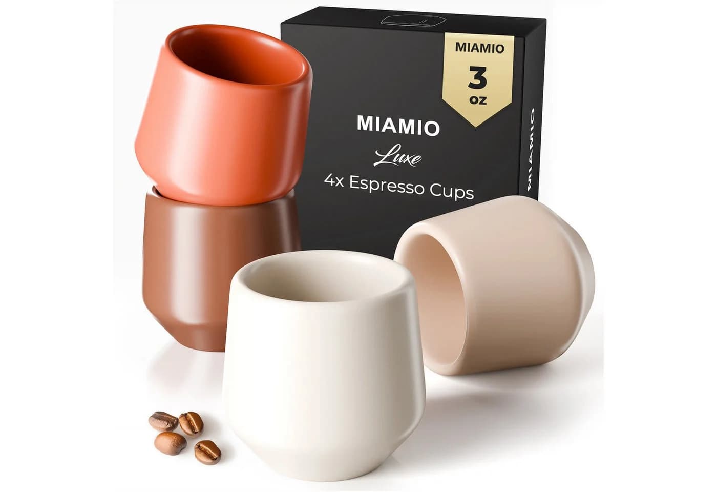 MiaMio Espressotasse Luxe ohne Henkel 90 ml Beige Pastel 4-tlg. Keramik - Bild 2