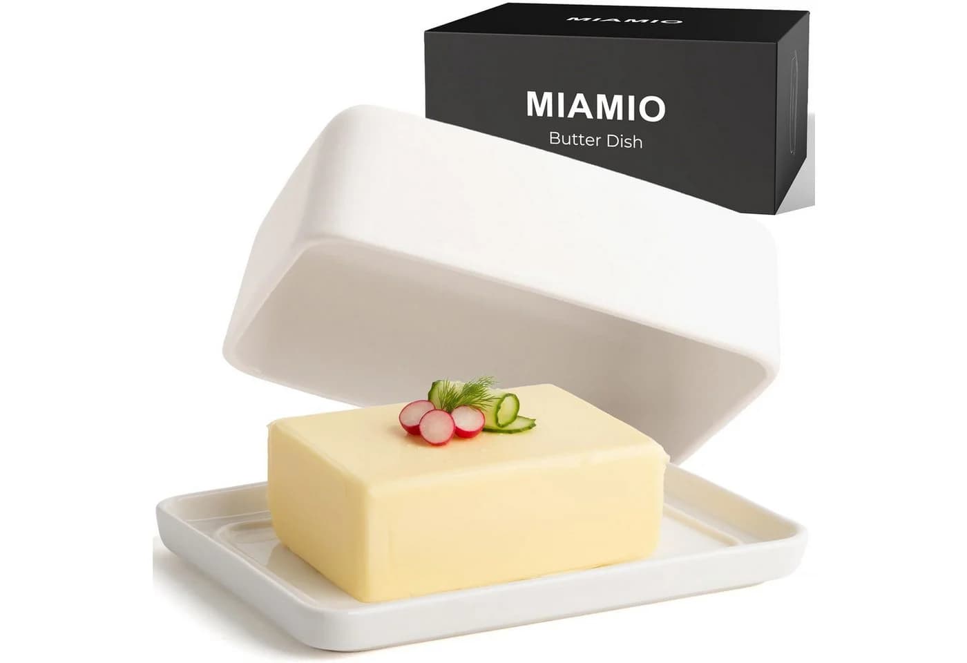 MiaMio Butterdose mit Deckel Weiß Keramik - Bild 2