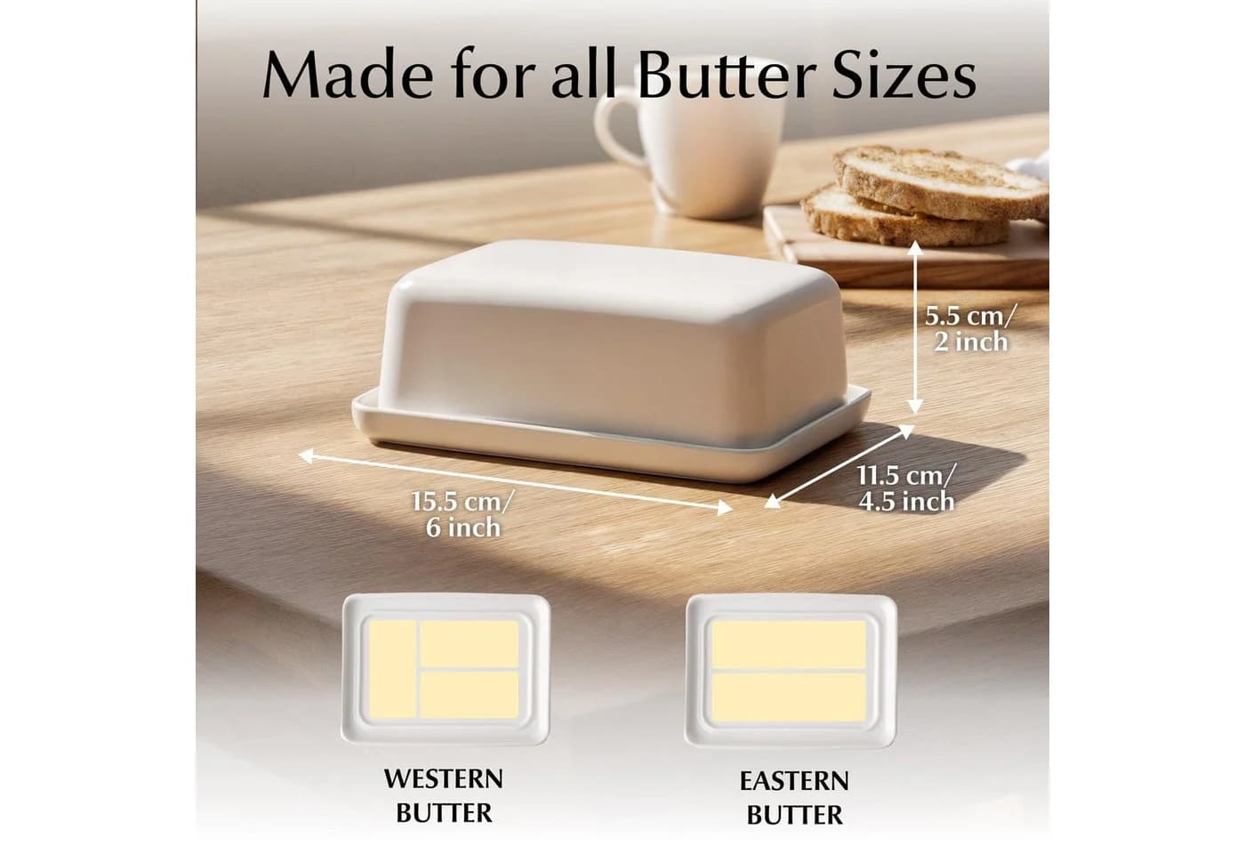 MiaMio Butterdose mit Deckel Weiß Keramik - Bild 3