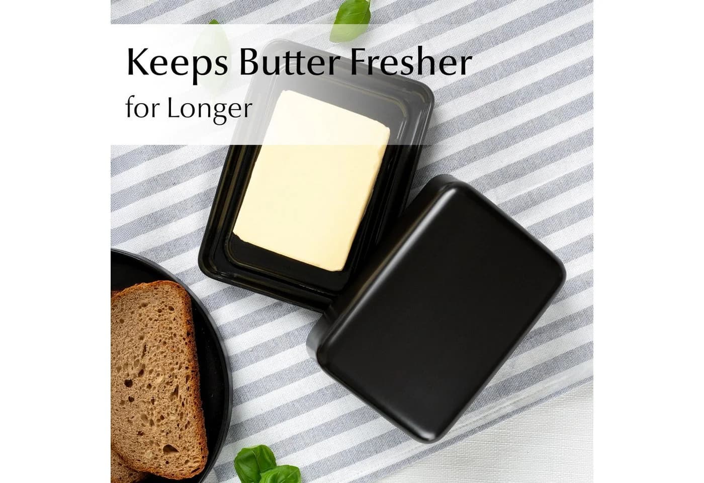 MiaMio Butterdose mit Deckel Schwarz Keramik