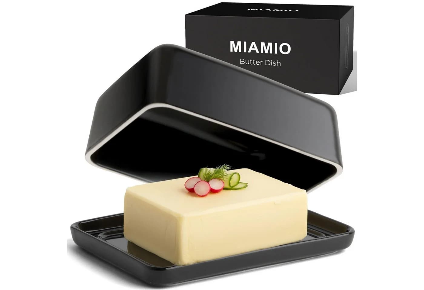 MiaMio Butterdose mit Deckel Schwarz Keramik - Bild 2