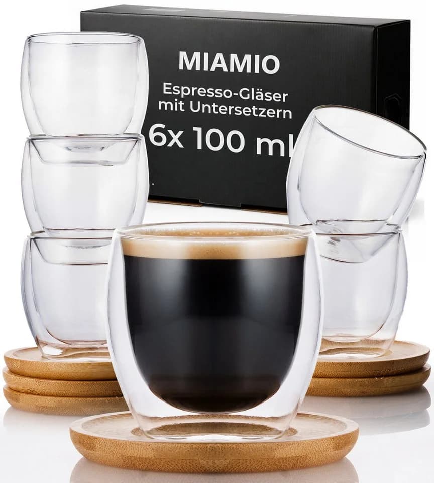 MiaMio Thermoglas Espressotassen 6er Set Doppelwandig 100ml - Bild 2