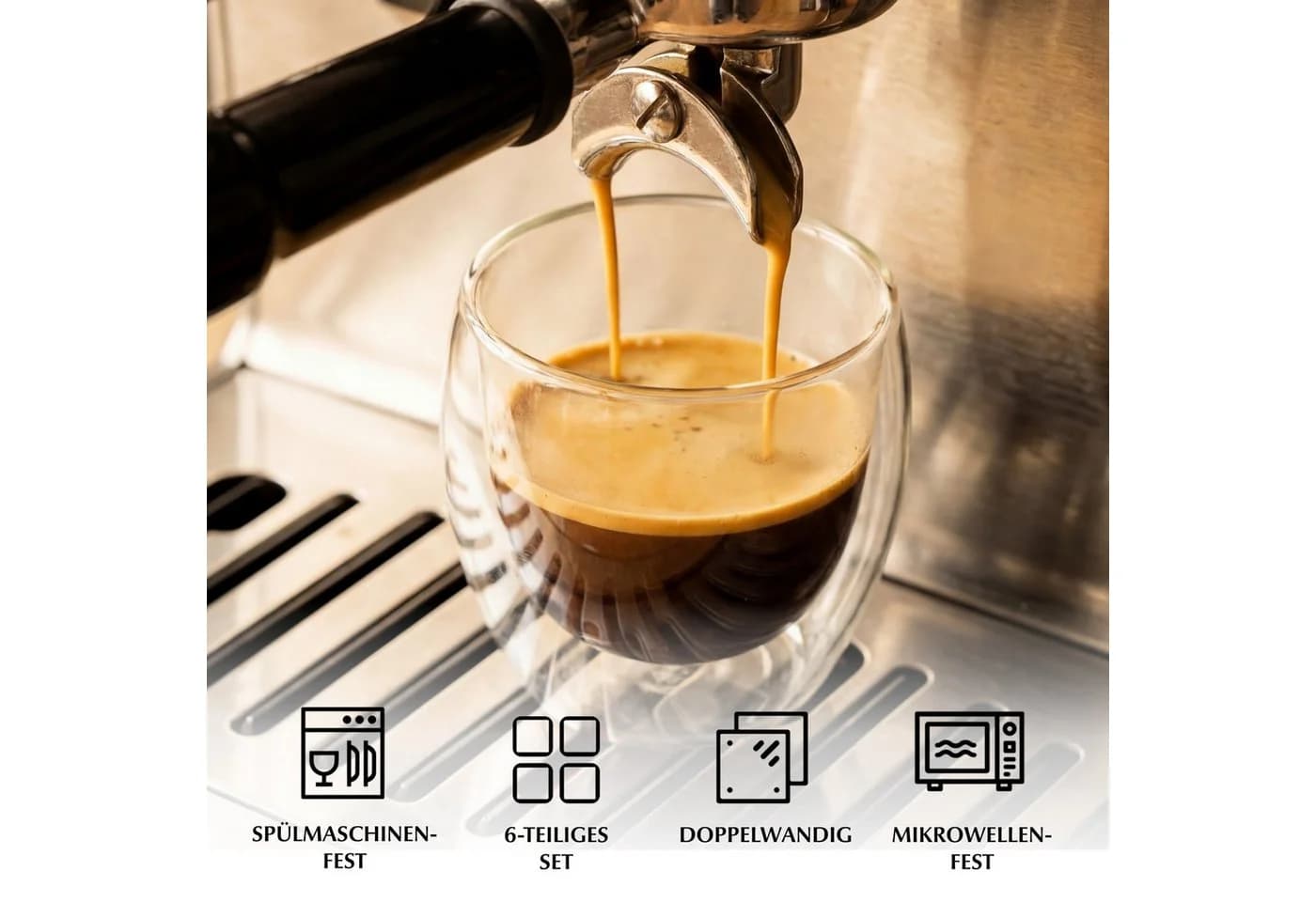 MiaMio Thermoglas Espressotassen 6er Set Doppelwandig 100ml - Bild 5
