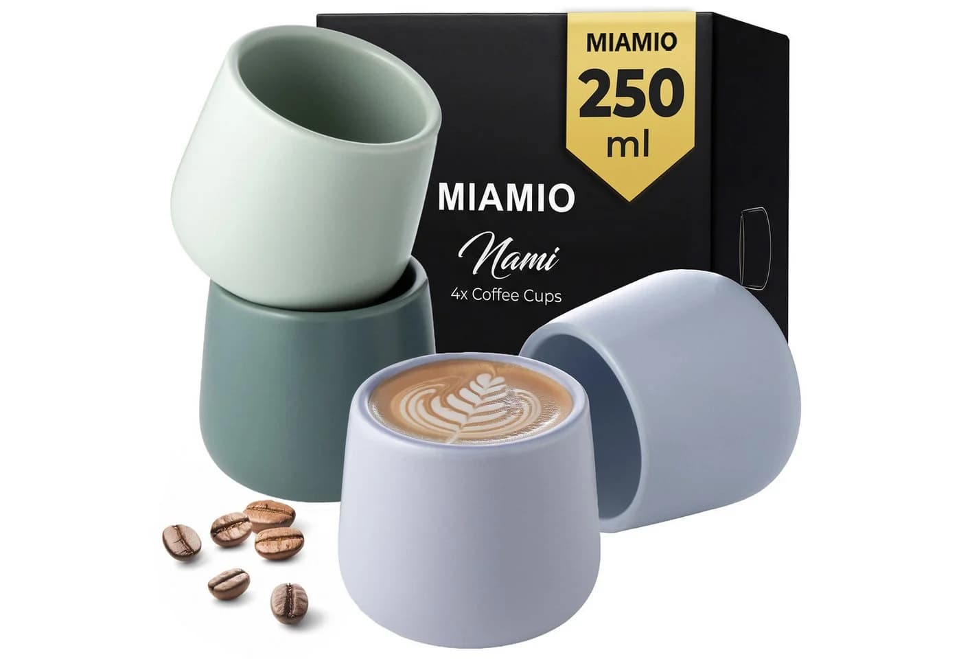 MiaMio Nami Kaffeebecher 4-tlg. Pastel Coast Keramik ohne Henkel - Bild 2