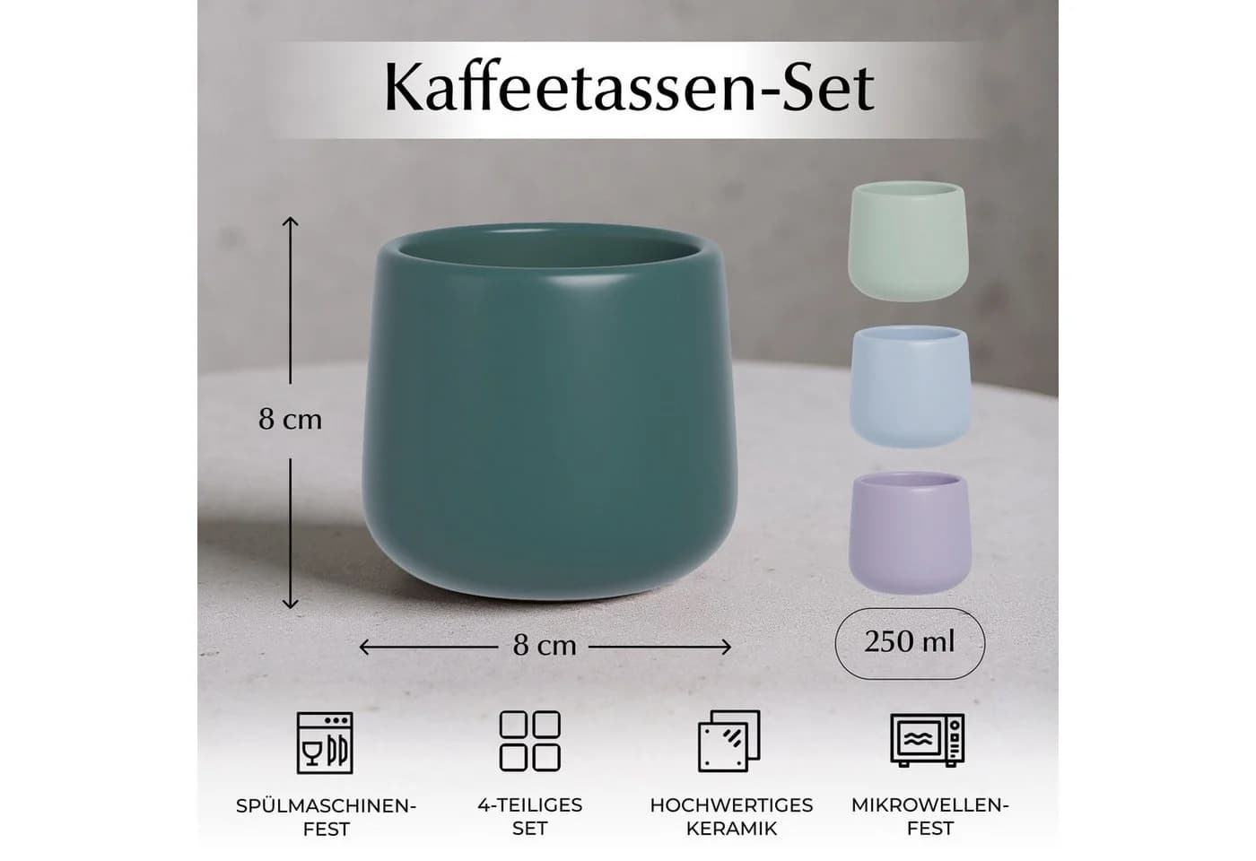 MiaMio Nami Kaffeebecher 4-tlg. Pastel Coast Keramik ohne Henkel - Bild 3