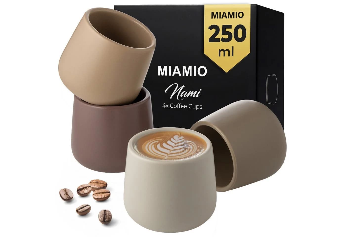 MiaMio Tasse Nami Kaffeebecher Beige Canyon 4-tlg. Keramik ohne Henkel - Bild 2