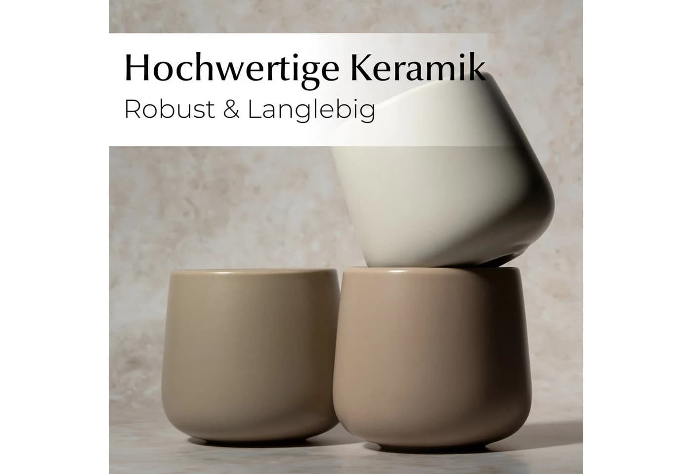 MiaMio Tasse Nami Kaffeebecher Beige Canyon 4-tlg. Keramik ohne Henkel - Bild 5
