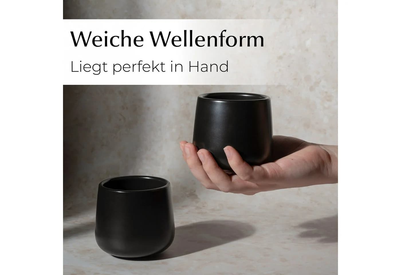 MiaMio Nami Kaffeebecher Schwarz 4-tlg. Keramik ohne Henkel