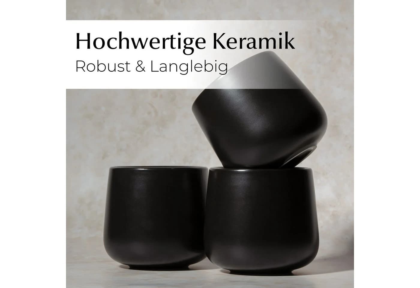MiaMio Nami Kaffeebecher Schwarz 4-tlg. Keramik ohne Henkel - Bild 5