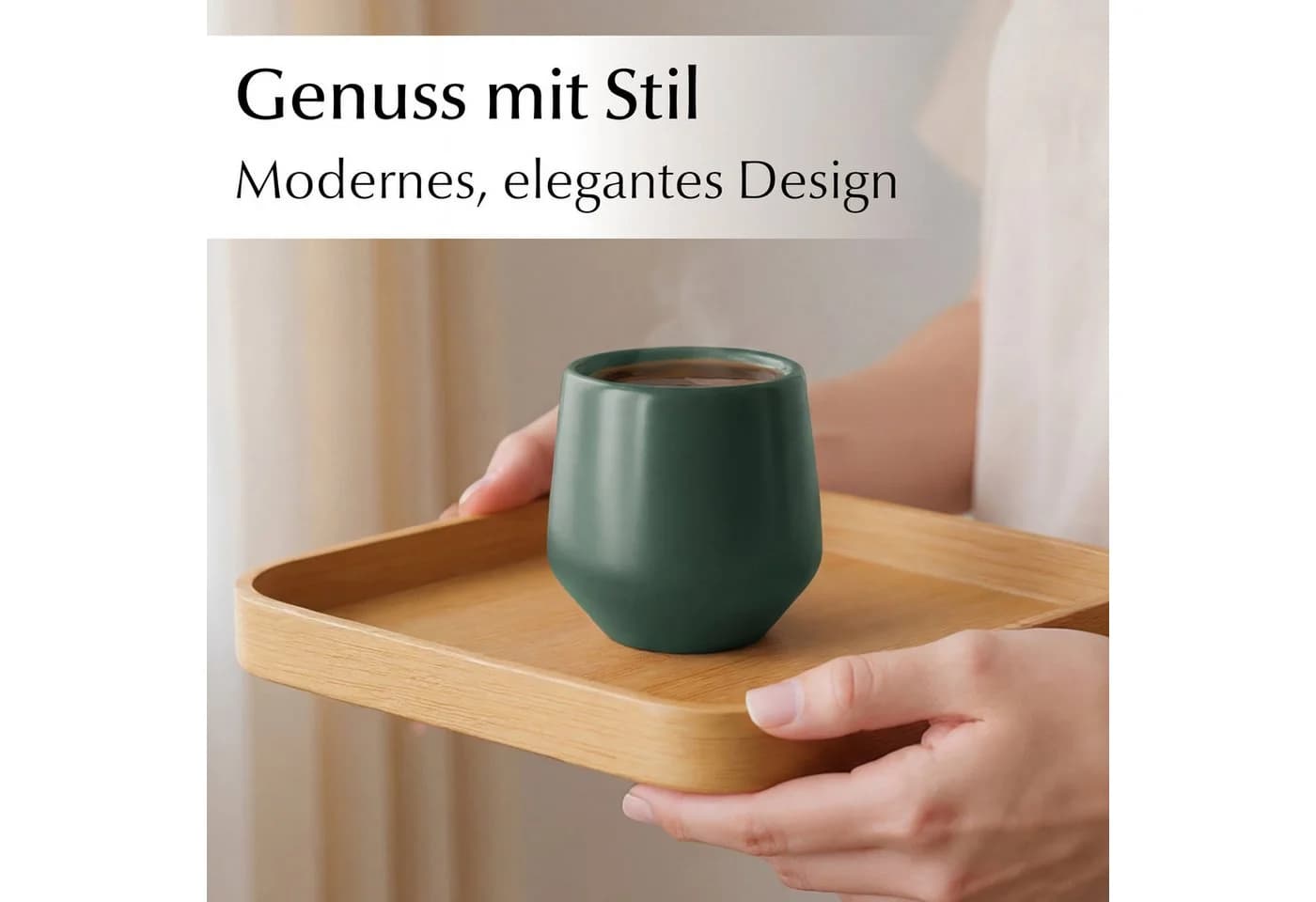 MiaMio Espressotasse Luxe ohne Henkel 90 ml Evergreen Grün 4-tlg. Keramik