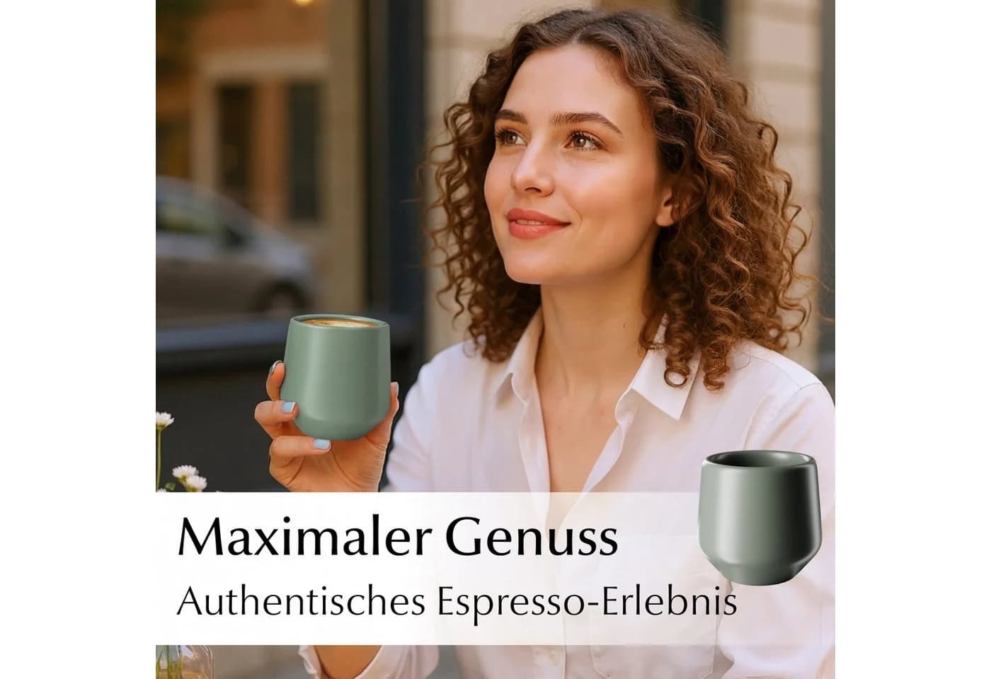 MiaMio Espressotasse Luxe ohne Henkel 90 ml Evergreen Grün 4-tlg. Keramik - Bild 4