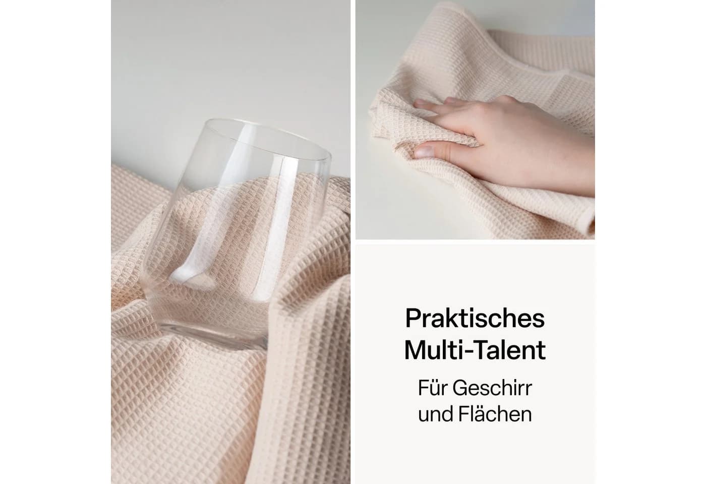 MiaMio Geschirrtuch 4er Set Baumwolle Waffelstruktur Natur - Bild 5