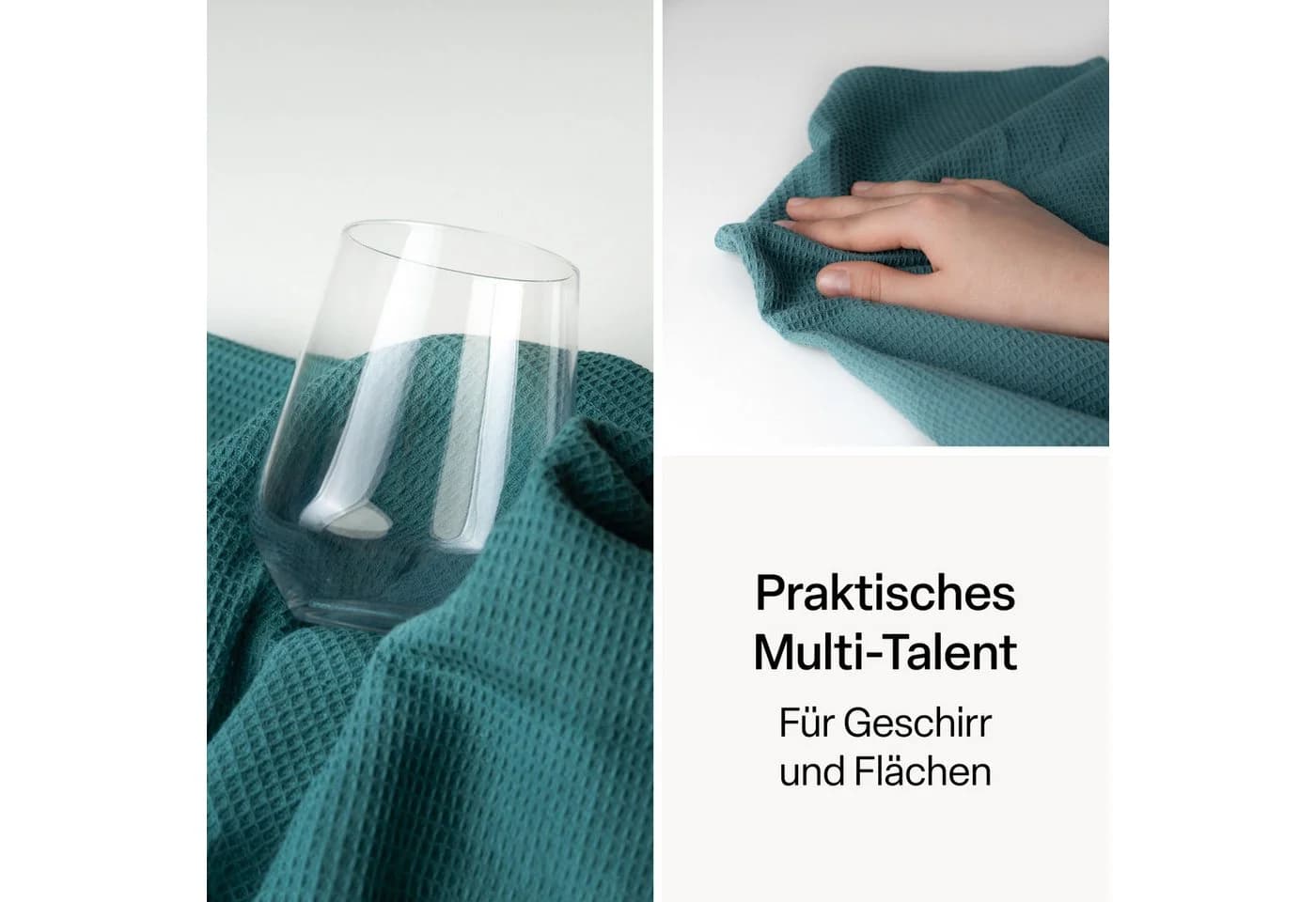 MiaMio Geschirrtuch 4er Set Baumwolle Dunkelgrün Waffelstruktur - Bild 5