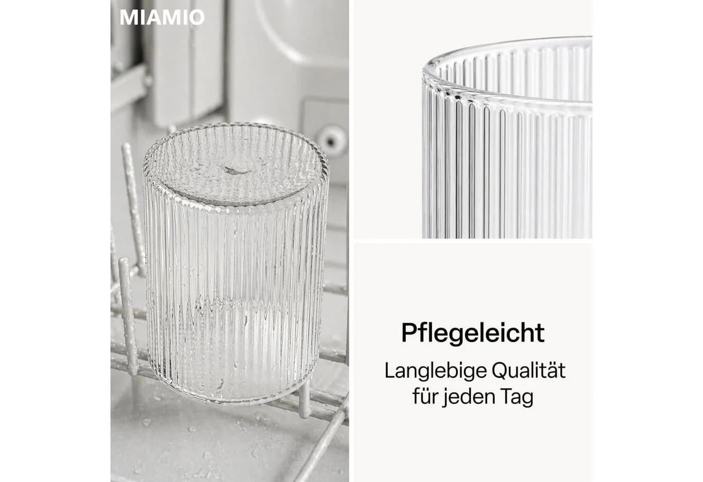 MiaMio Gläser-Set Senita 280 ml Riffeloptik 6-tlg. Borosilikatglas - Bild 5