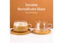 MiaMio Cappuccinotasse Olea 280ml 4-tlg. Glas mit Bambus-Untersetzer Bild 4