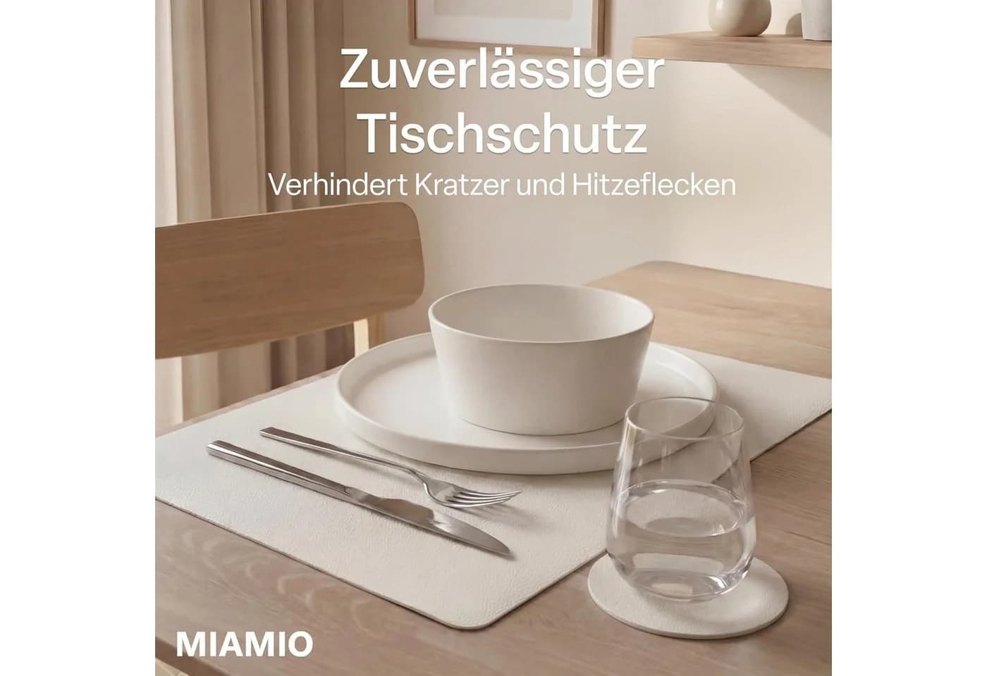 MiaMio Tischsets Set 8-teilig Weiß Lederoptik abwaschbar - Bild 4