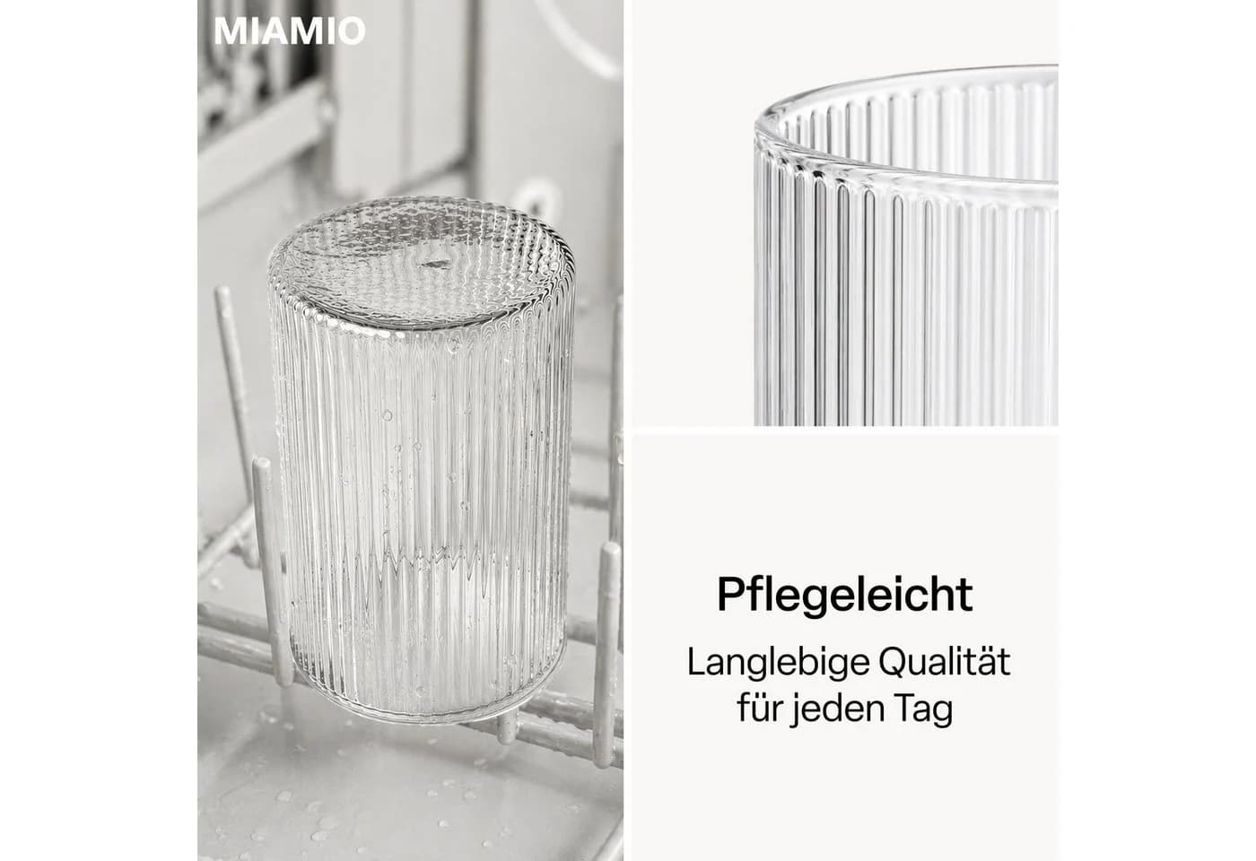 MiaMio Trinkgläser-Set Senita 12-tlg. Borosilikatglas Riffeloptik - Bild 5