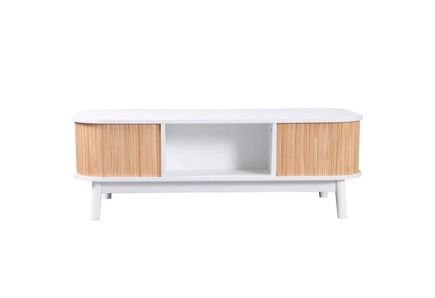 Merax Couchtisch mit Schubladen und Rattan-Geflecht Eiche-Weiß - Bild 5