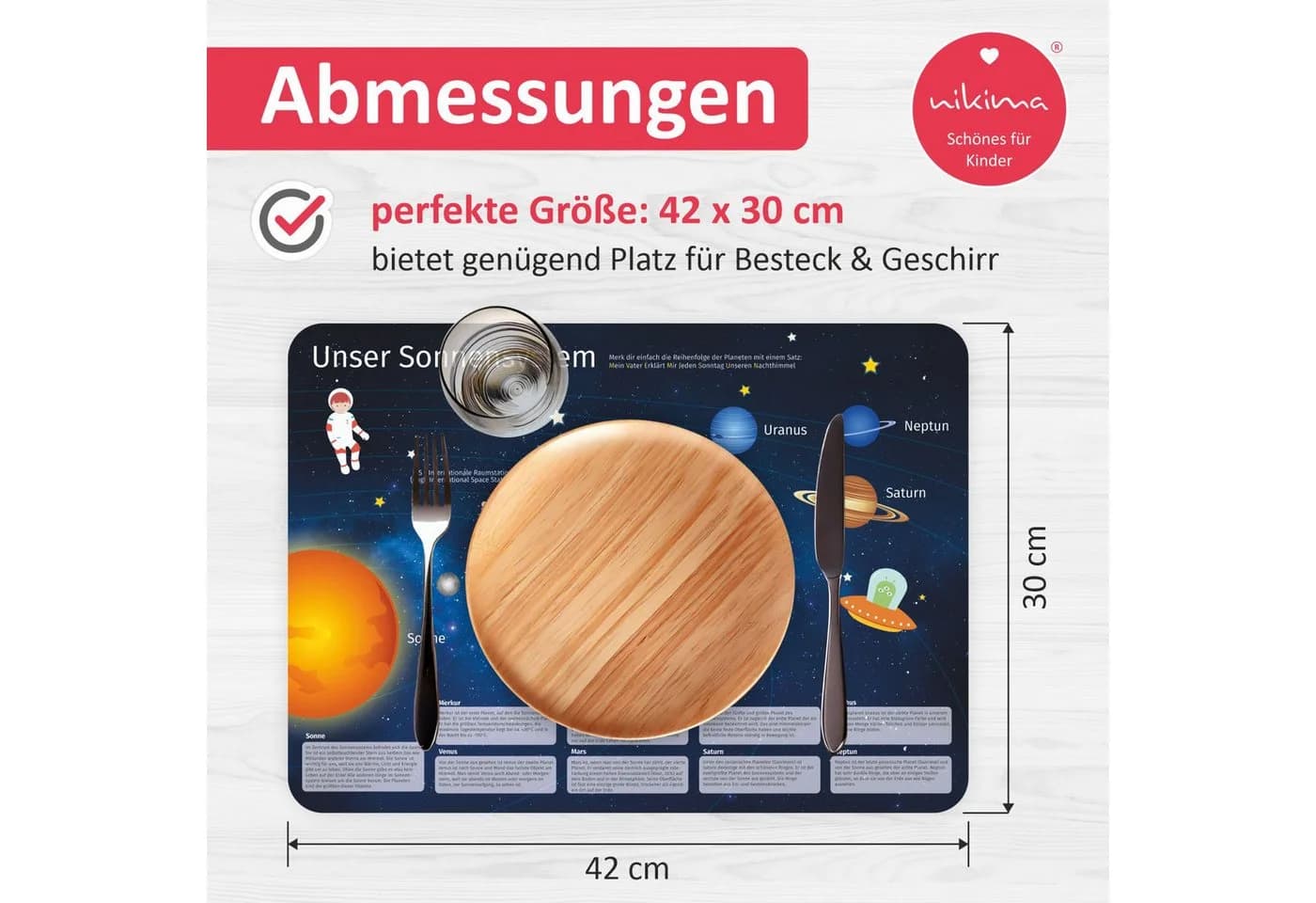 nikima Tischset Vinyl Sonnensystem Kinder Abwaschbar - Bild 3