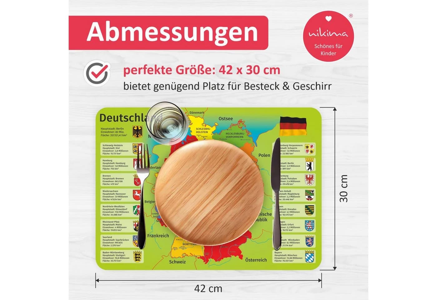 nikima Platzset stabiles Vinyl Tischset Bunt A3 Deutschland - Bild 3