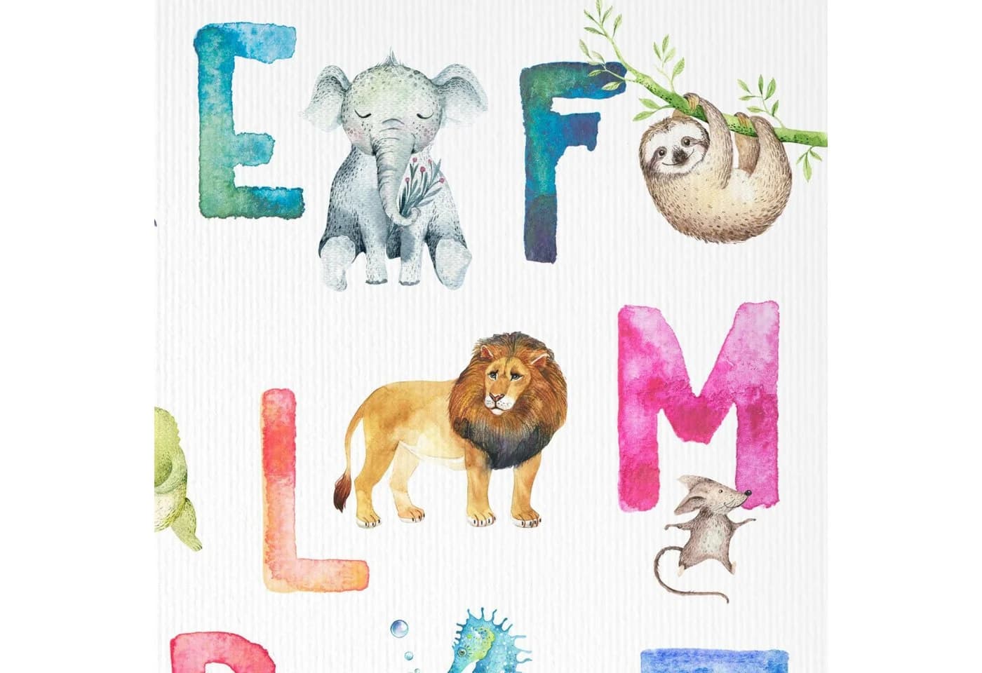 nikima Poster Kinder Lernposter Tier ABC Watercolor Bunt
