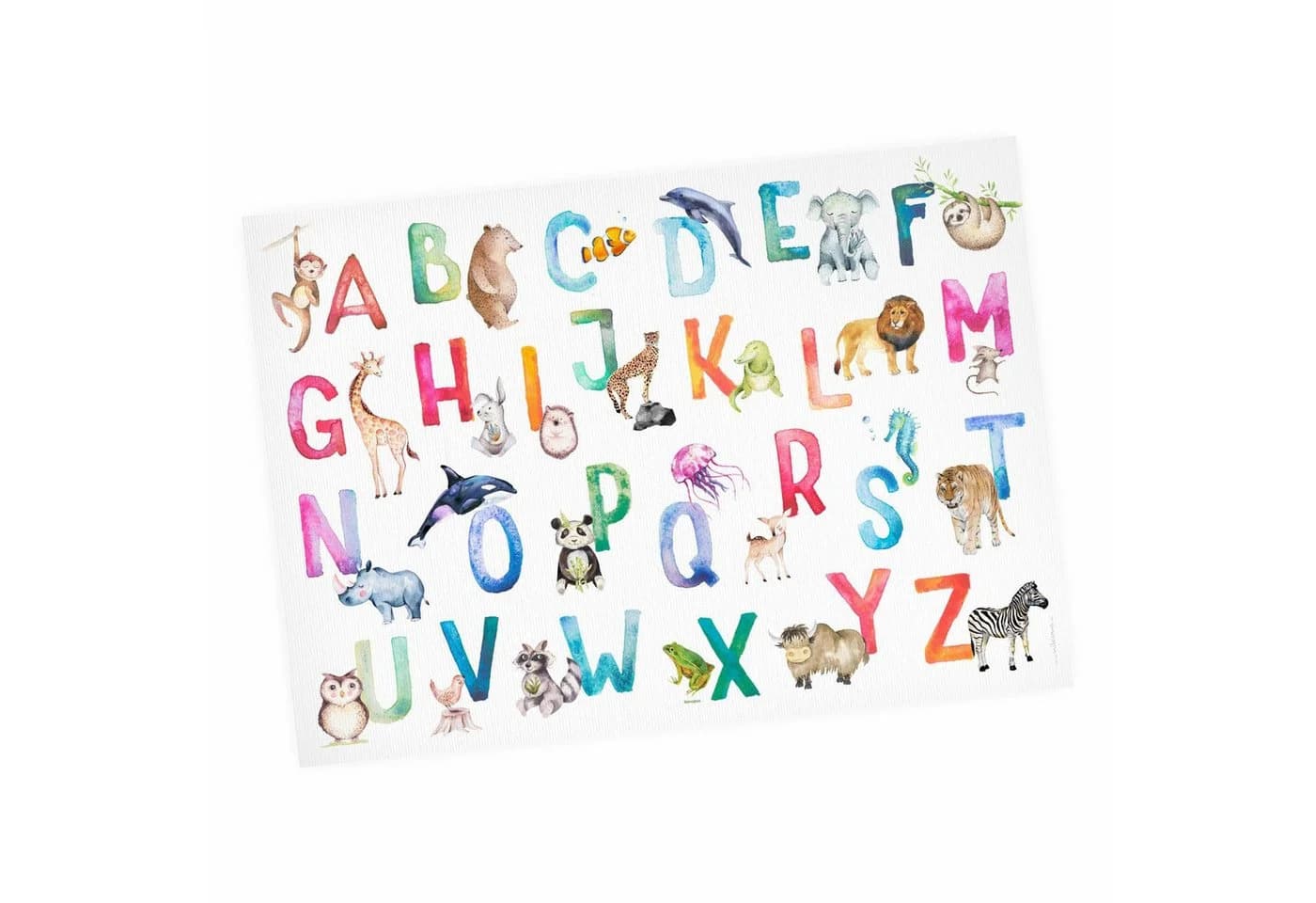 nikima Poster Kinder Lernposter Tier ABC Watercolor Bunt - Bild 2