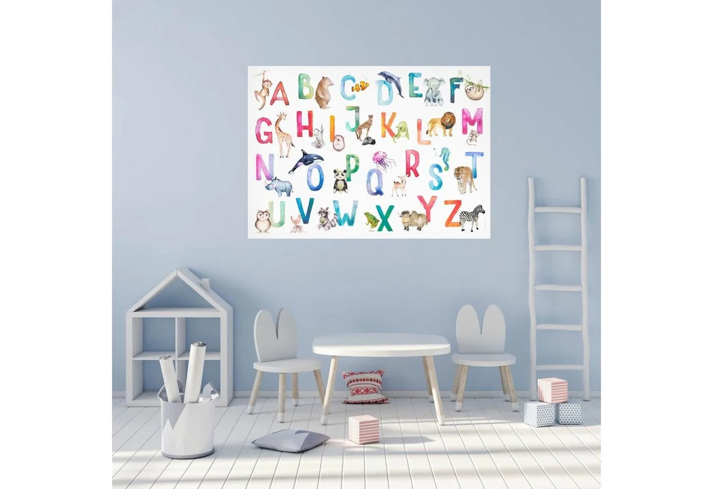 nikima Poster Kinder Lernposter Tier ABC Watercolor Bunt - Bild 3
