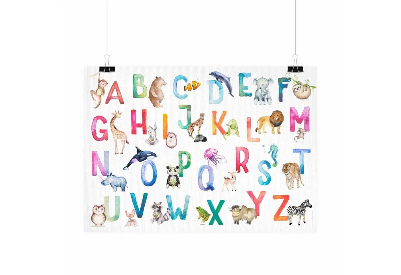 nikima Poster Kinder Lernposter Tier ABC Watercolor Bunt - Bild 4