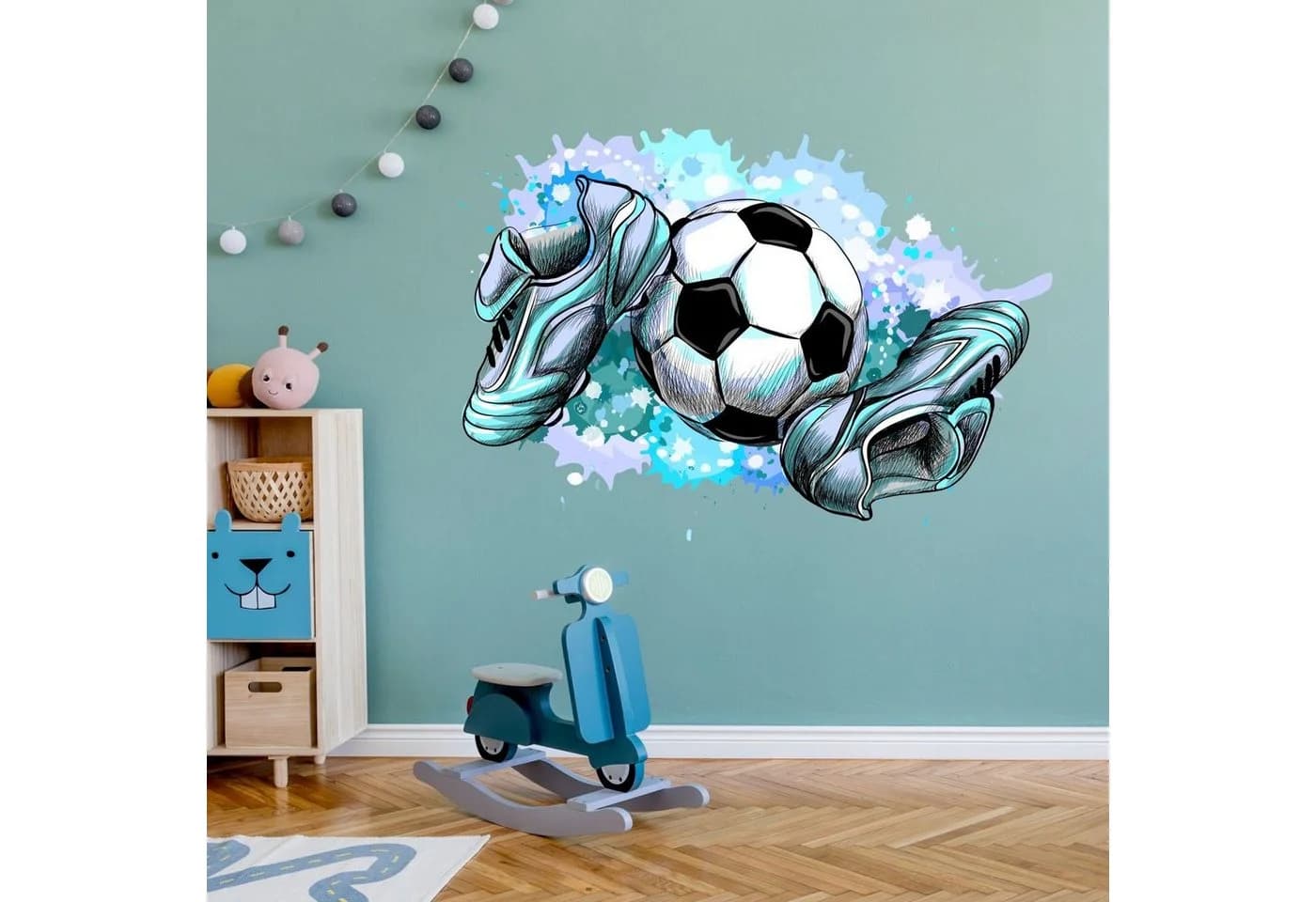 nikima Wandtattoo Fussballschuhe und Ball PVC-Folie Bunt