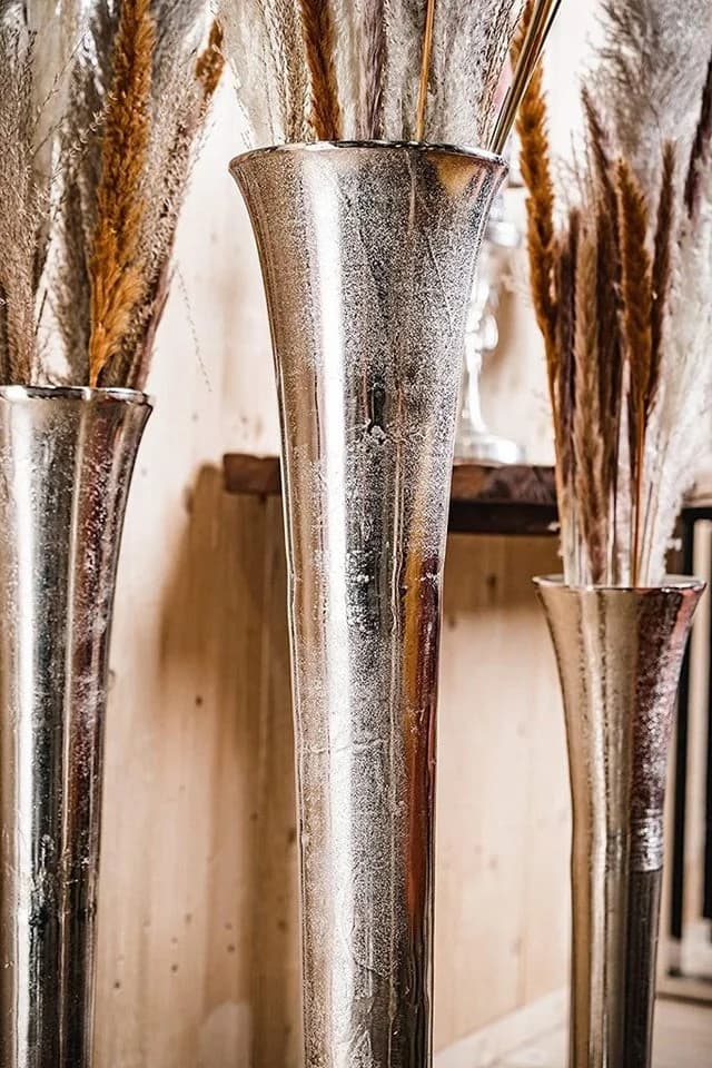 MichaelNoll Dekovase Aluminium Silber Bodenvase Handarbeit - Bild 5