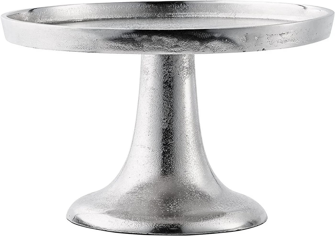 MichaelNoll Dekoschale Aluminium Silber Dekoteller auf Standfuß