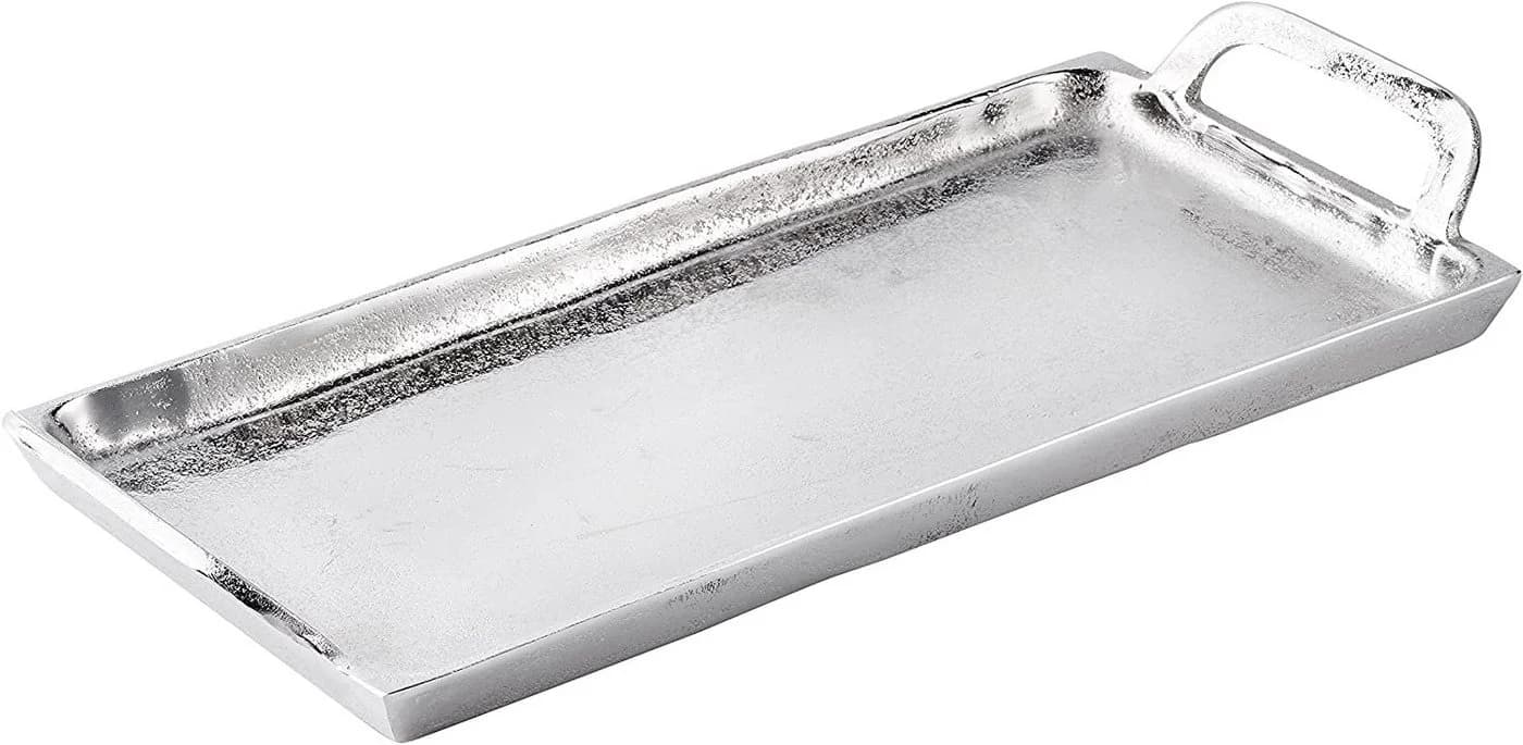 MichaelNoll Dekotablett Aluminium Silber mit Griffen