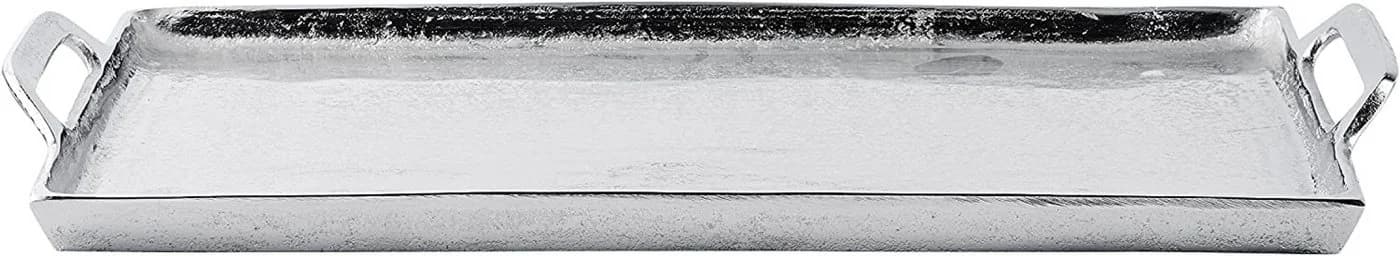MichaelNoll Dekotablett Aluminium Silber mit Henkeln