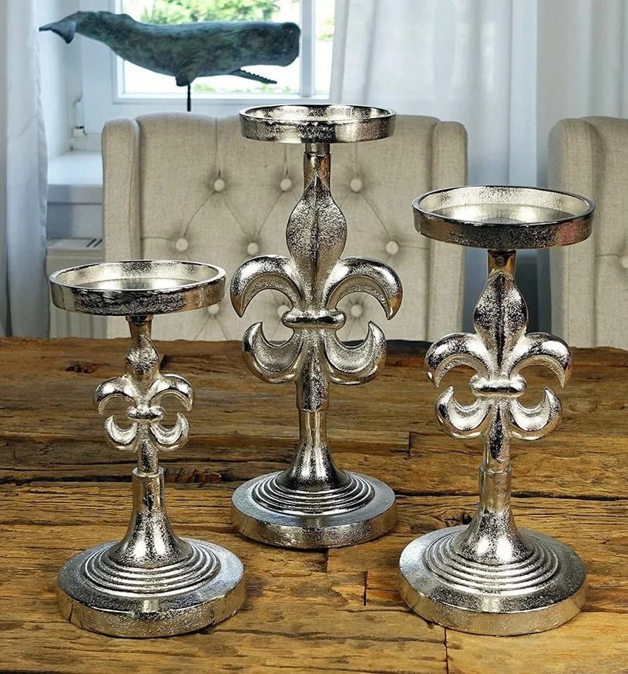 MichaelNoll Kerzenständer 3er Set Lilie Aluminium Silber - Bild 3